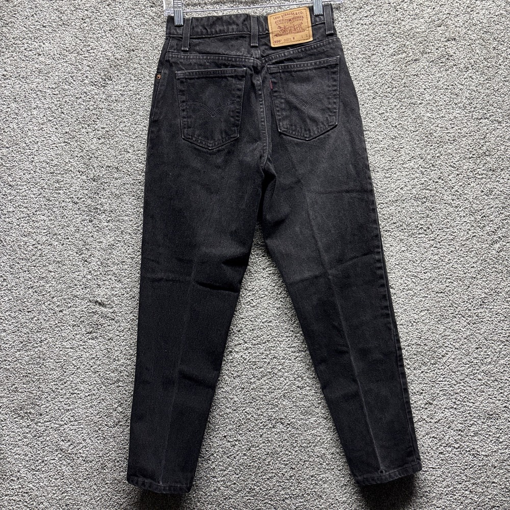 Vintage Levis 550 Jeans Womens 7 Short (26x27) Black Relaxed Fit Tapered Leg USA